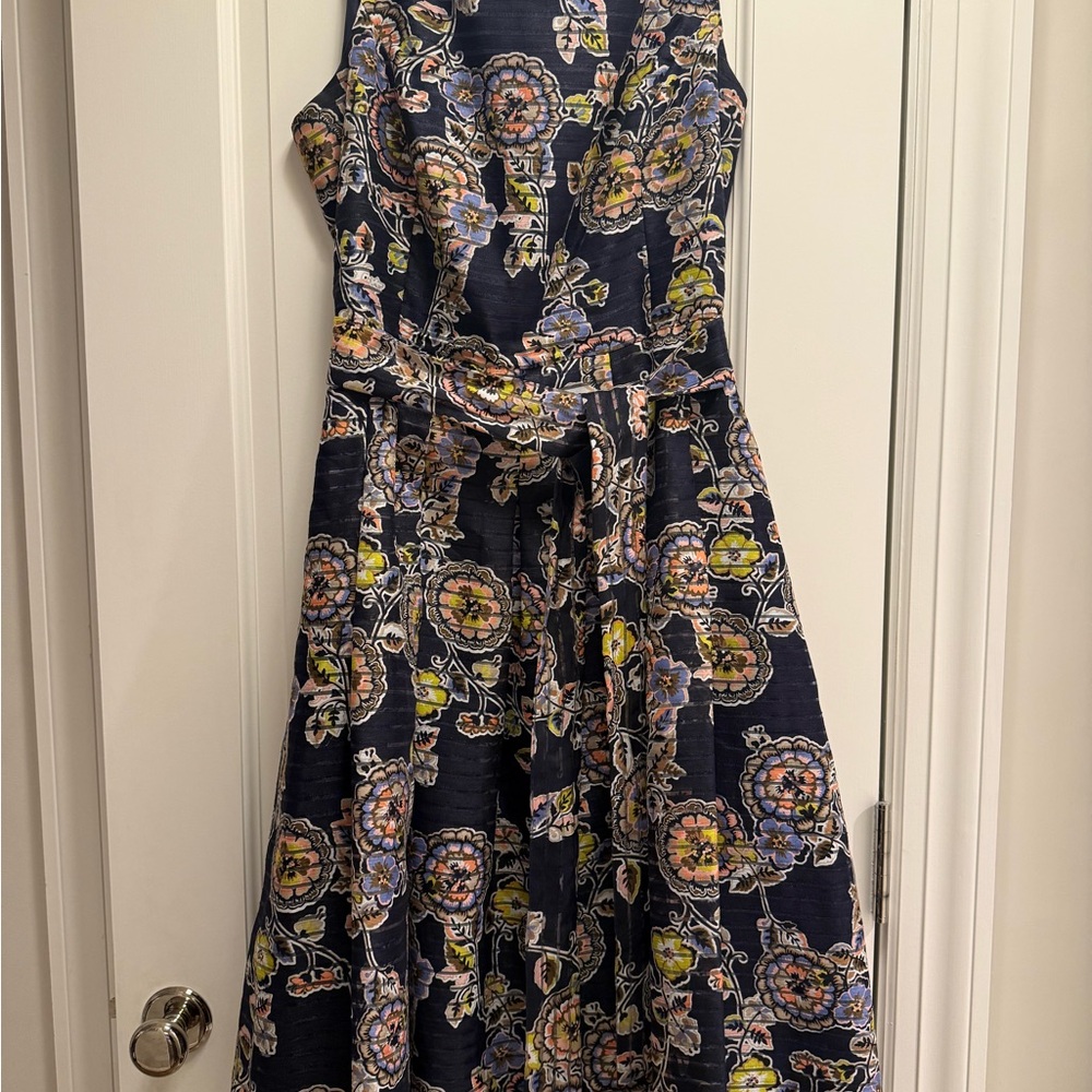 Tommy Hilfiger Blue and Yellow Halter Midi Dress